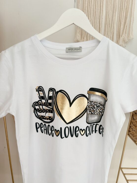0090 Statement Shirt "PEACE, LOVE & COFFEE" – Bild 2