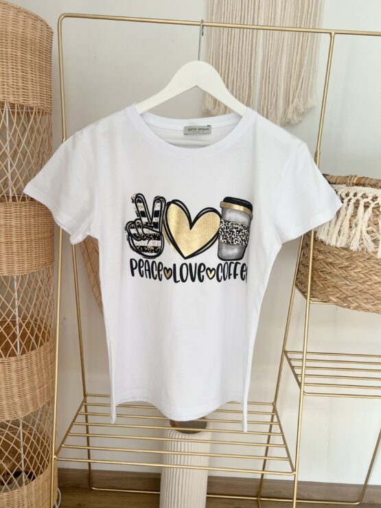 0090 Statement Shirt "PEACE, LOVE & COFFEE"