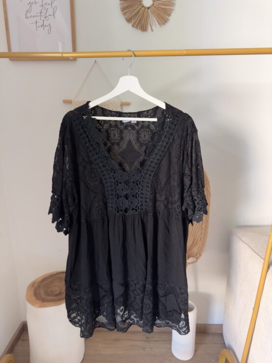 PS0013 PLUS SIZE Boho Tunikakleid in schwarz und khaki - Image 4