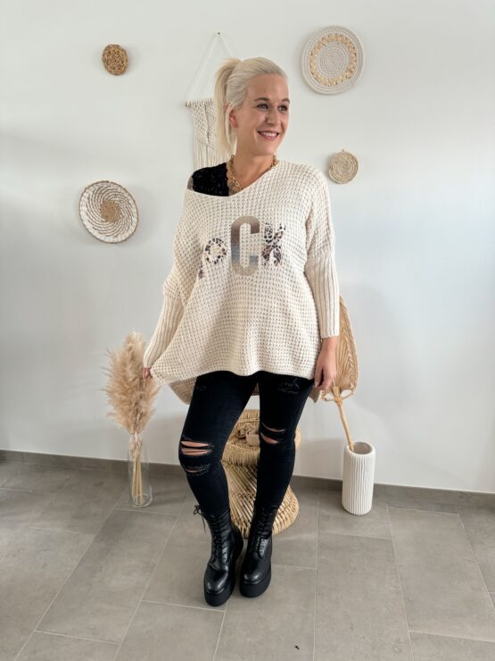 0213 Leo Pullover in weiß, beige, taupe, khaki, schwarz