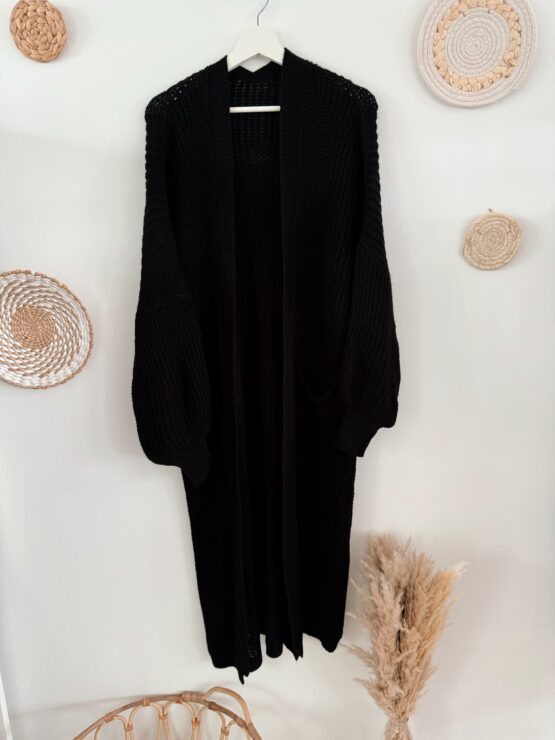0198 Cardigan in beige, lila & schwarz – Bild 8