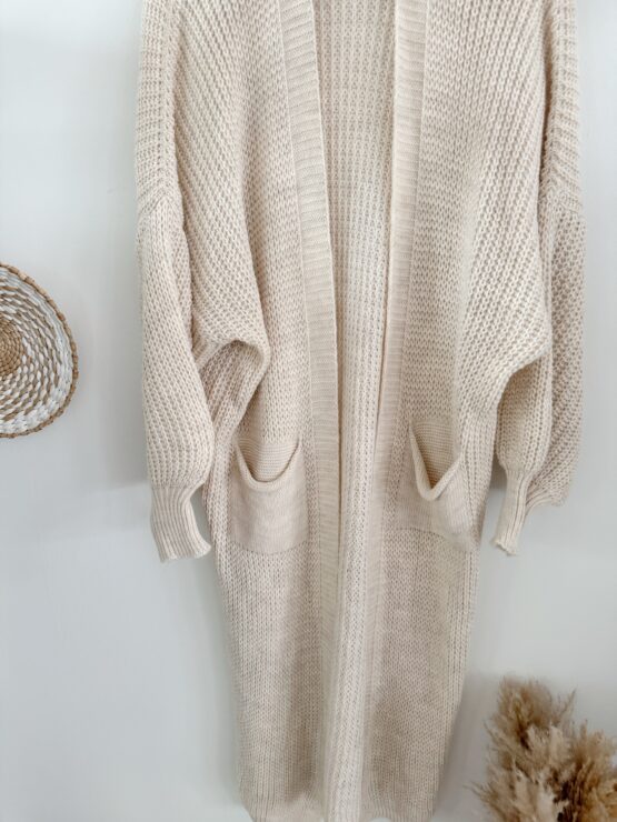 0198 Cardigan in beige, lila & schwarz – Bild 5