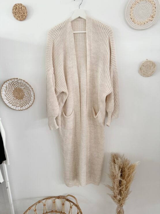 0198 Cardigan in beige, lila & schwarz – Bild 4