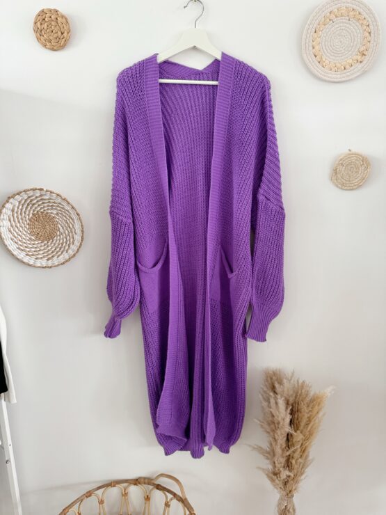 0198 Cardigan in beige, lila & schwarz – Bild 3