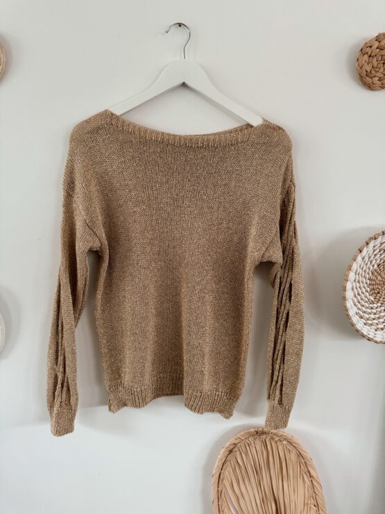 0246 Glitzerpulli mit Cut Outs in gold - Image 2
