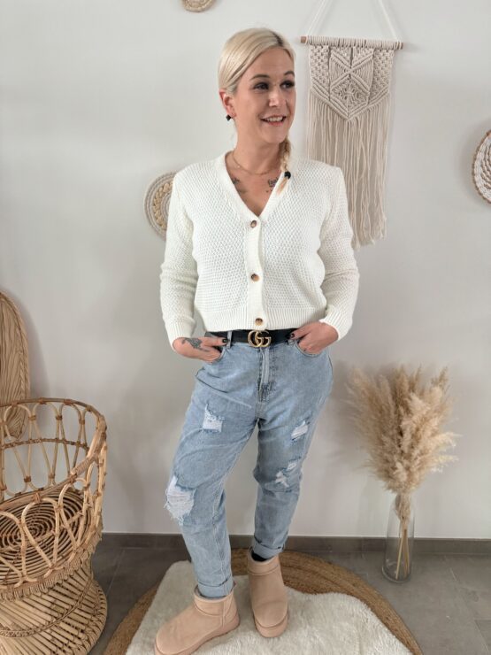 0272 Cardigan mit gewaffelter Oberfläche in vielen Farben