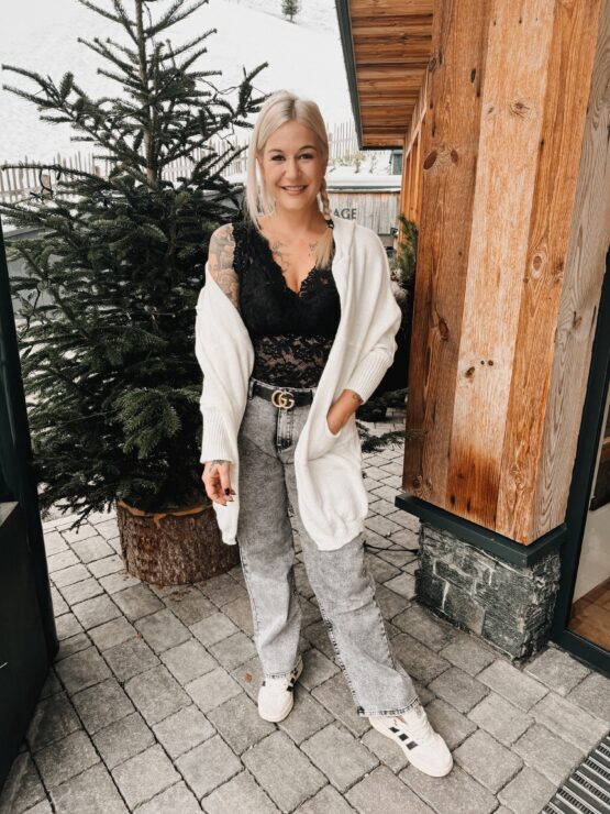 0268 Oversized Cardigan mit Kapuze in beige, khaki, weiß, schwarz