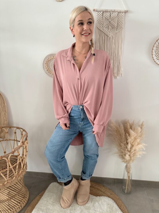 0273 Oversized Bluse mit Plissee Details in vielen Farben