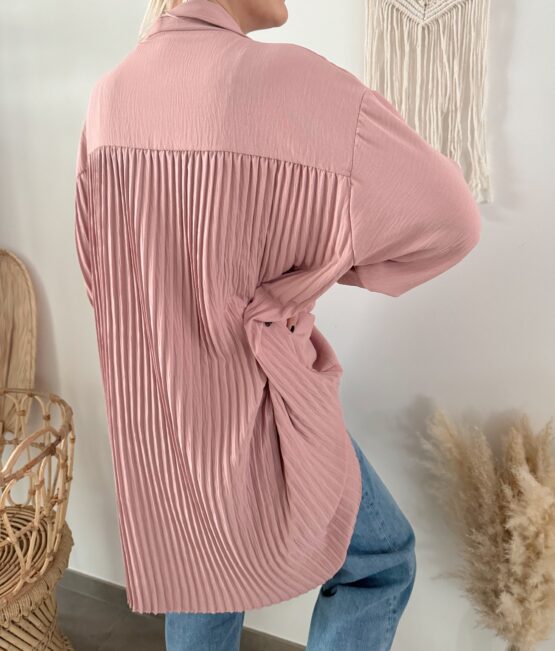 0273 Oversized Bluse mit Plissee Details in vielen Farben – Bild 4