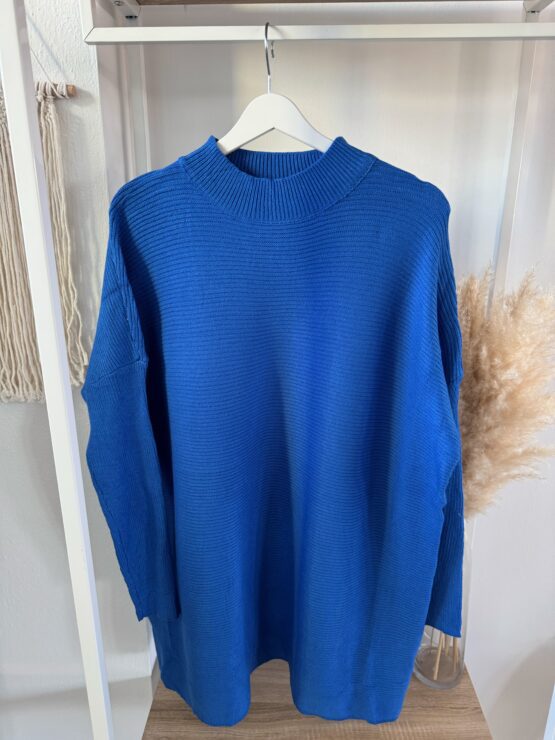 0280 Longpullover mit Stehkragen in pink, royal blau, taupe & schwarz – Bild 7