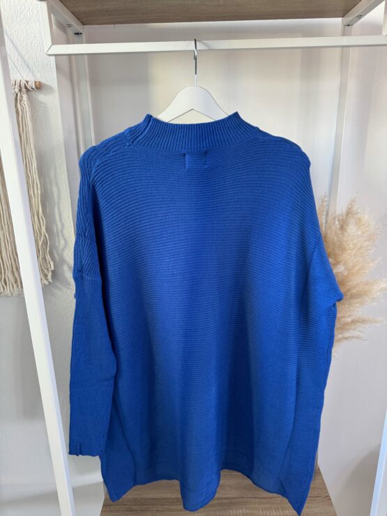 0280 Longpullover mit Stehkragen in pink, royal blau, taupe & schwarz – Bild 8