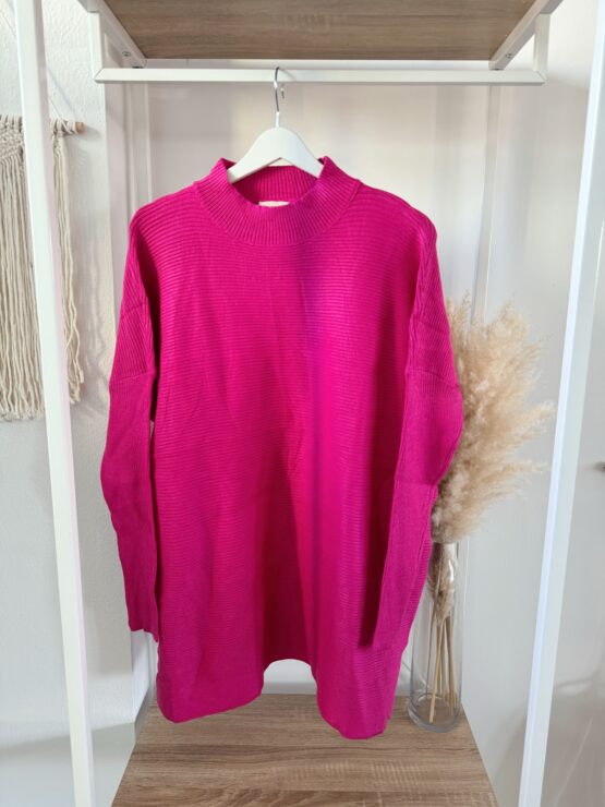 0280 Longpullover mit Stehkragen in pink, royal blau, taupe & schwarz – Bild 11