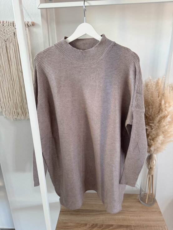 0280 Longpullover mit Stehkragen in pink, royal blau, taupe & schwarz – Bild 12
