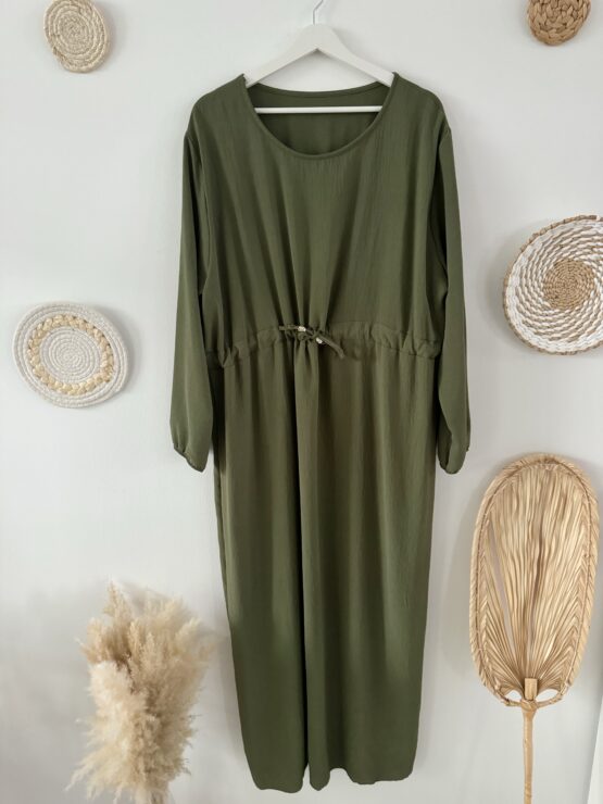0275 Maxi Kleid mit Details in weinrot, khaki, schwarz - Image 5
