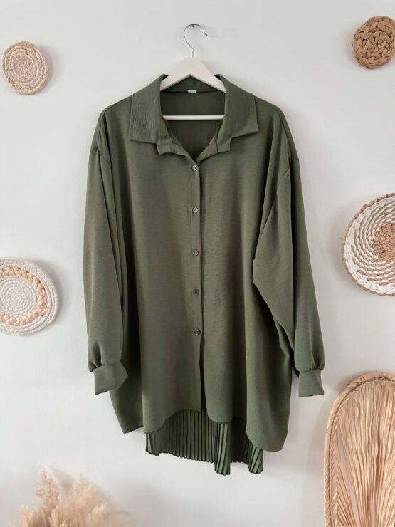 0273 Oversized Bluse mit Plissee Details in vielen Farben – Bild 7