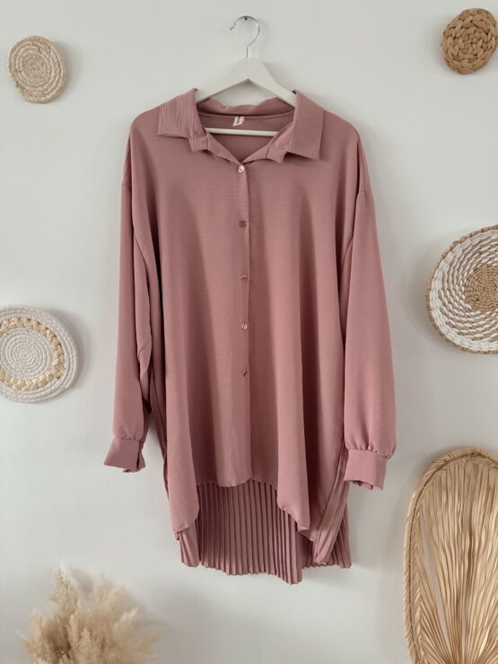 0273 Oversized Bluse mit Plissee Details in vielen Farben – Bild 10