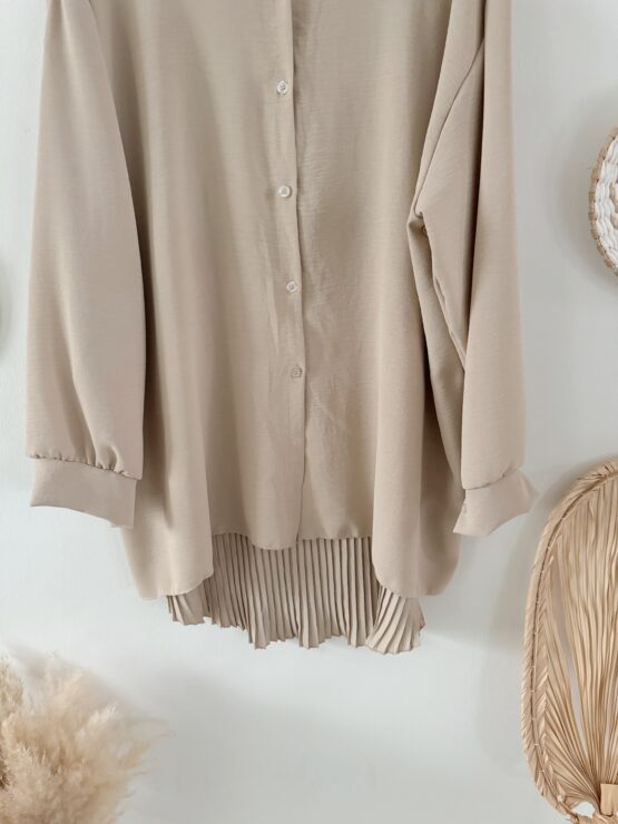 0273 Oversized Bluse mit Plissee Details in vielen Farben – Bild 14