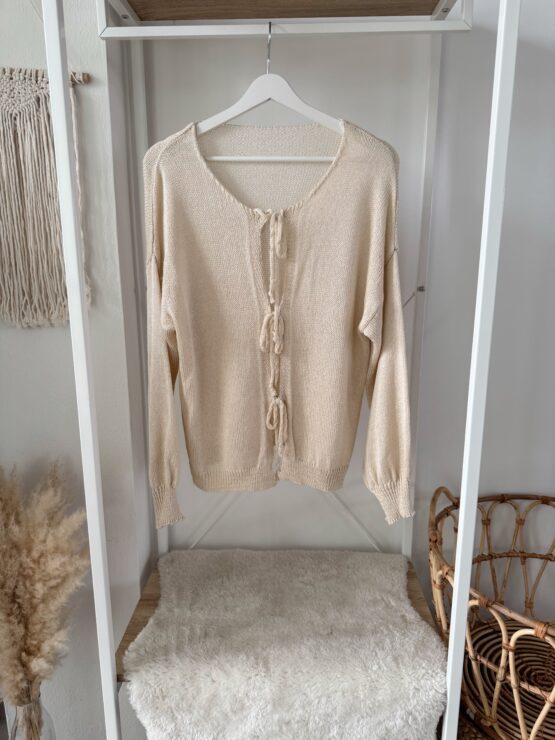 0290 leichter Strick-Cardigan – in beige, rosa, khaki, schwarz - Image 5