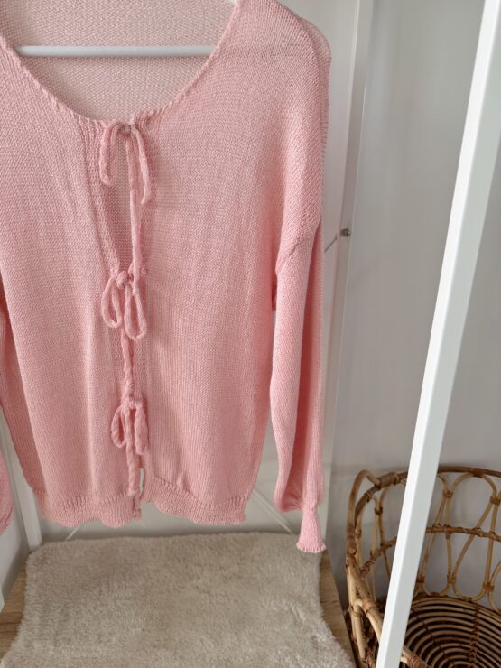 0290 leichter Strick-Cardigan – in beige, rosa, khaki, schwarz - Image 8