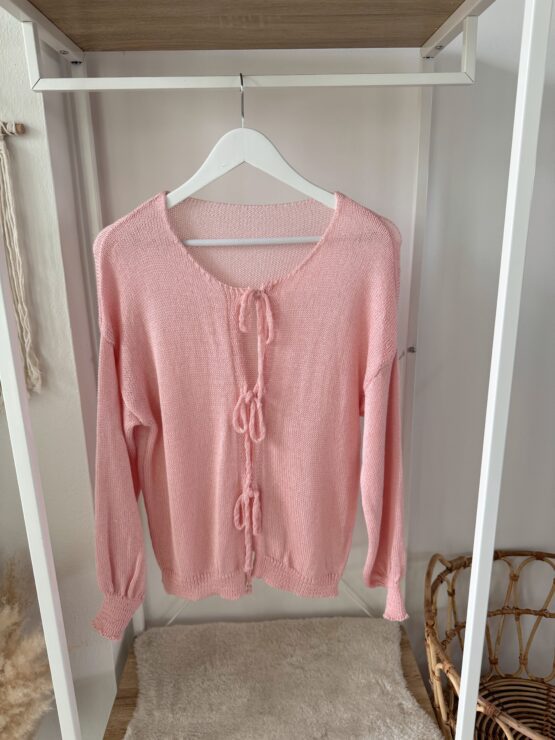 0290 leichter Strick-Cardigan – in beige, rosa, khaki, schwarz - Image 9