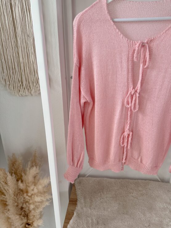 0290 leichter Strick-Cardigan – in beige, rosa, khaki, schwarz - Image 11
