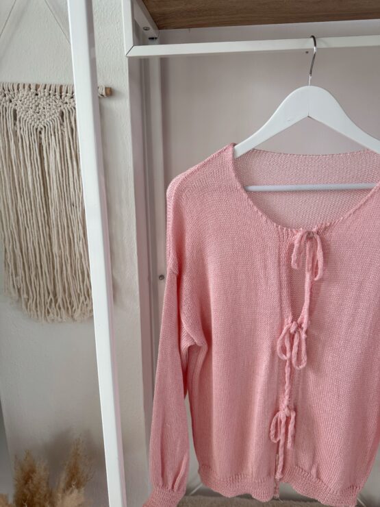 0290 leichter Strick-Cardigan – in beige, rosa, khaki, schwarz - Image 12
