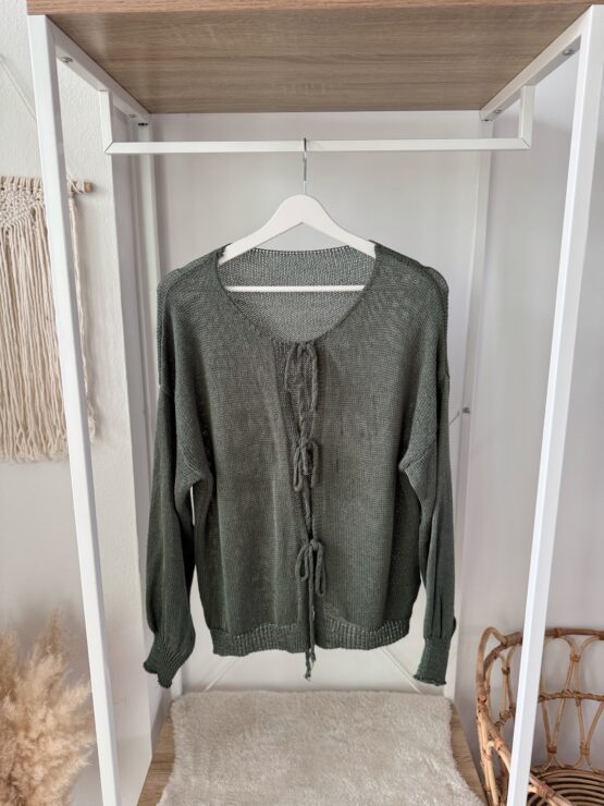 0290 leichter Strick-Cardigan – in beige, rosa, khaki, schwarz - Image 13