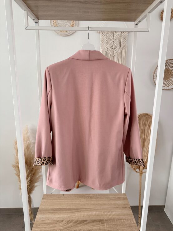0297 Blazer mit Leo Print Innenfutter in pink, flieder, beige, schwarz, hellblau – Bild 6