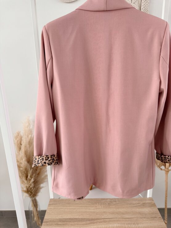 0297 Blazer mit Leo Print Innenfutter in pink, flieder, beige, schwarz, hellblau – Bild 7