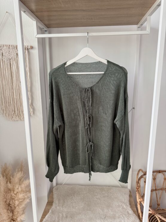 0290 leichter Strick-Cardigan – in beige, rosa, khaki, schwarz - Image 15