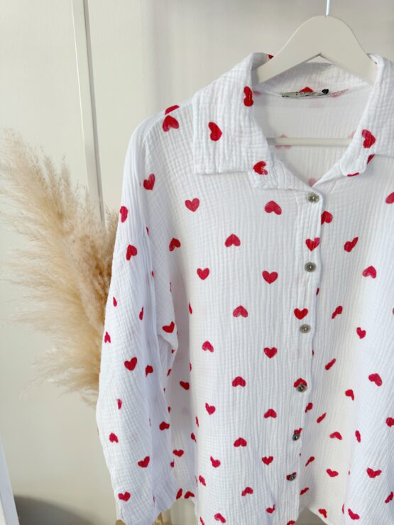 0313 Verspielte Musselin Herzchen-Bluse – Liebe auf den ersten Blick! - Image 8