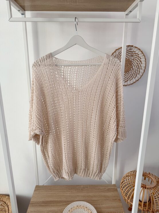 0345 ✨ Häkelpullover mit V-Ausschnitt – luftig, locker & so charmant ✨ – Bild 2