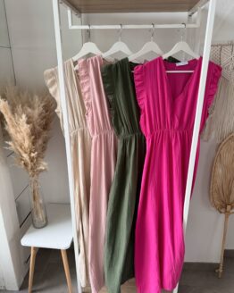 375 ✨ Musselin Maxikleid mit Volantärmeln – feminin, fließend & federleicht ✨