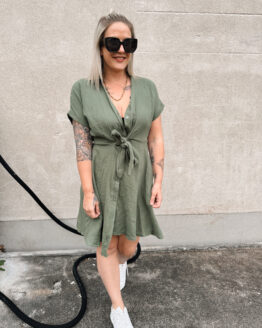 376 ✨ Musselin Hemdblusenkleid mit Bindung – casual chic & einfach bezaubernd ✨