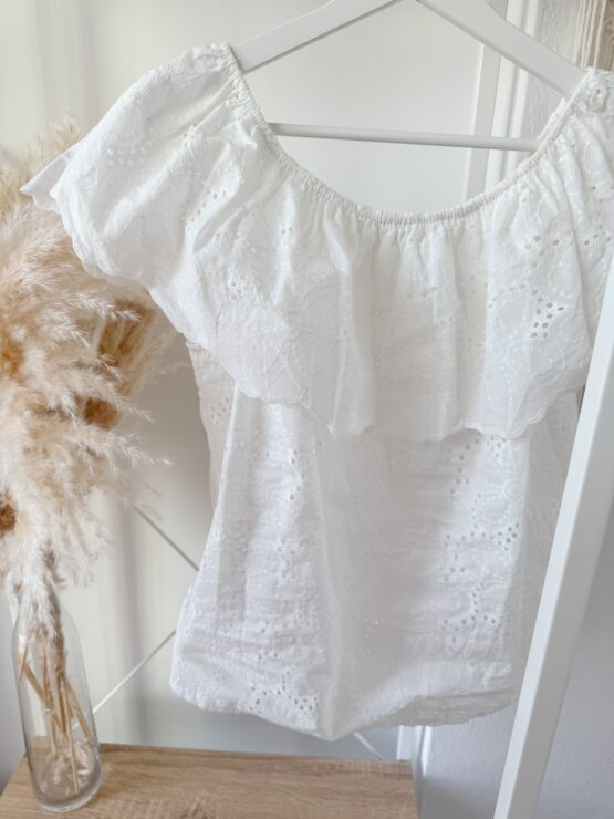 319🤍 Off-Shoulder Bluse „Sole“ – verspielter Sommertraum in Weiß 🤍 - Image 4