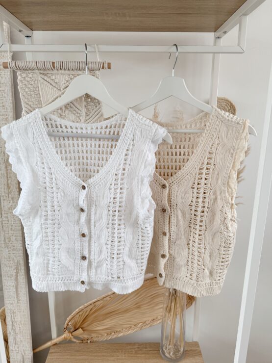 LIMITED BOHO KOLLEKTION 398 🌞 Boho Crochet Traum – Häkel-Top mit Knopfleiste 🌞 – Bild 11
