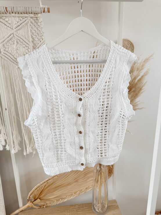 LIMITED BOHO KOLLEKTION 398 🌞 Boho Crochet Traum – Häkel-Top mit Knopfleiste 🌞 – Bild 6