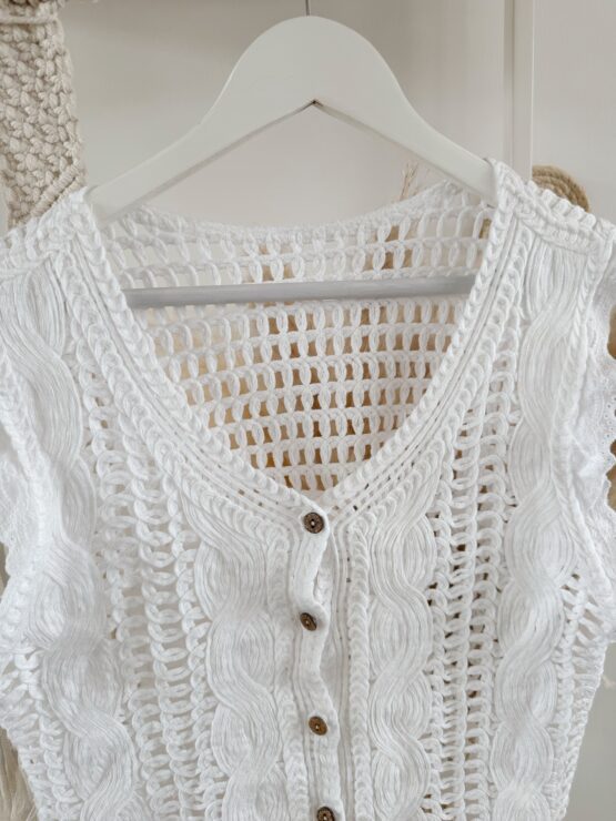 LIMITED BOHO KOLLEKTION 398 🌞 Boho Crochet Traum – Häkel-Top mit Knopfleiste 🌞 – Bild 5