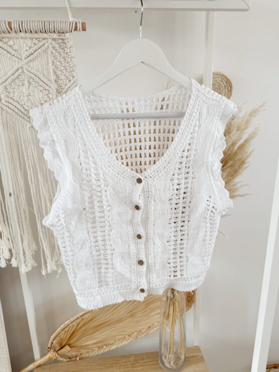 LIMITED BOHO KOLLEKTION 398 🌞 Boho Crochet Traum – Häkel-Top mit Knopfleiste 🌞 – Bild 3