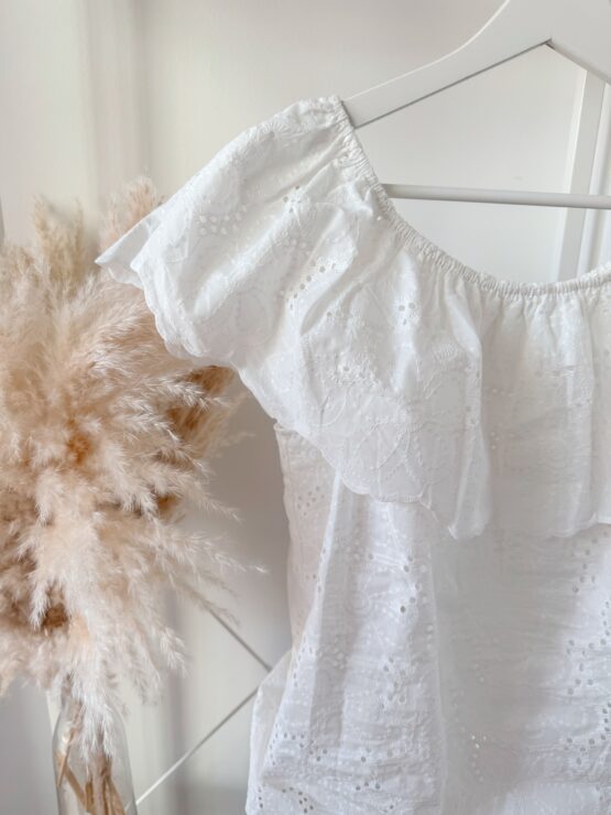 319🤍 Off-Shoulder Bluse „Sole“ – verspielter Sommertraum in Weiß 🤍 - Image 3