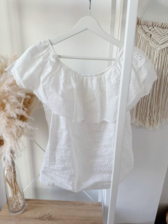 319🤍 Off-Shoulder Bluse „Sole“ – verspielter Sommertraum in Weiß 🤍 - Image 2