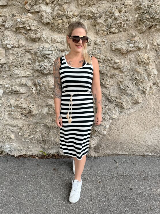 320 ✨ Gestreiftes Jersey-Kleid mit Bindegürtel ✨ - Image 9