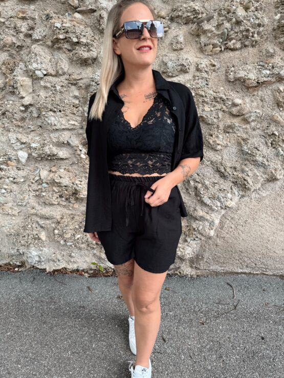 327 ✨ Zweiteiler aus Kurzarmhemd & Shorts – in Leinenoptik ✨
