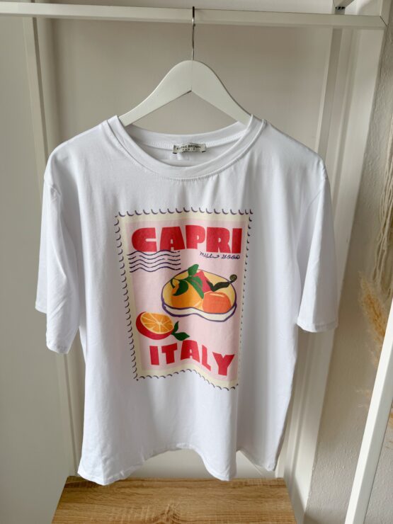 431 🍊 Capri Dream – Sommer-Shirt mit Italien-Print 🍊 in weiß und rosa – Bild 7