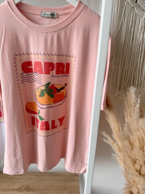 431 🍊 Capri Dream – Sommer-Shirt mit Italien-Print 🍊 in weiß und rosa – Bild 6