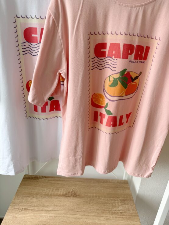 431 🍊 Capri Dream – Sommer-Shirt mit Italien-Print 🍊 in weiß und rosa – Bild 5
