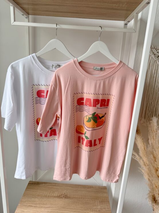 431 🍊 Capri Dream – Sommer-Shirt mit Italien-Print 🍊 in weiß und rosa – Bild 4