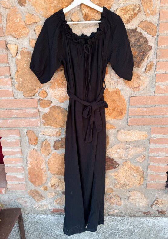 005 ✨ Maxikleid aus Musselin mit Bindegürtel & Carmen-Ausschnitt ✨ – Bild 4
