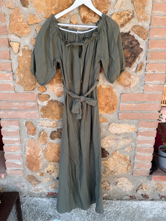 005 ✨ Maxikleid aus Musselin mit Bindegürtel & Carmen-Ausschnitt ✨ – Bild 5