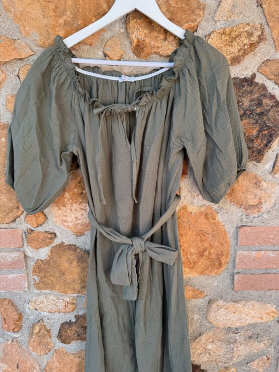 005 ✨ Maxikleid aus Musselin mit Bindegürtel & Carmen-Ausschnitt ✨ – Bild 6